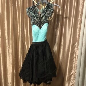 Rachel Allan Black and Teal Dress